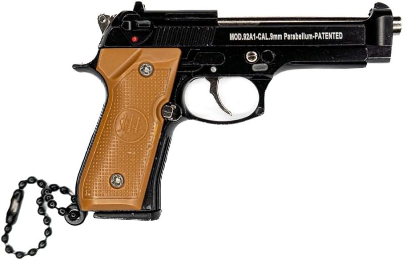 Miniature M9 Pistol Keychain Accessory - Tactical Realistic Appearance Durable Metal Construction for Firearm Enthusiasts Collectors - Image 2