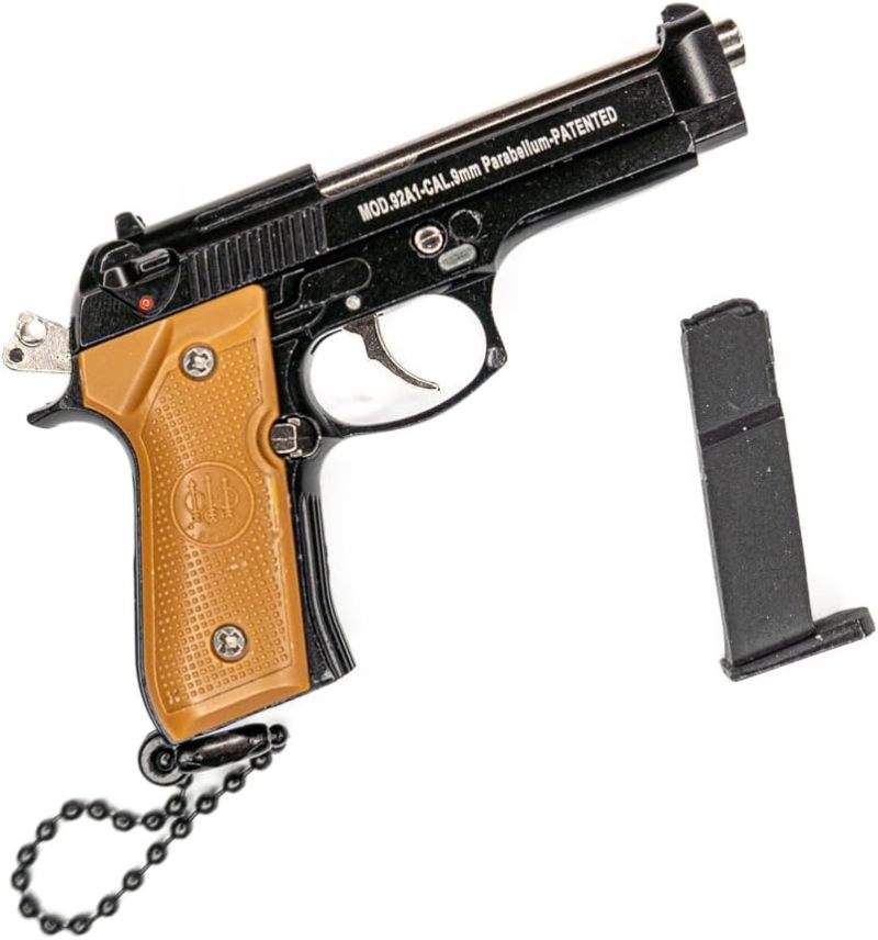 Miniature M9 Pistol Keychain Accessory - Tactical Realistic Appearance Durable Metal Construction for Firearm Enthusiasts Collectors - Image 4