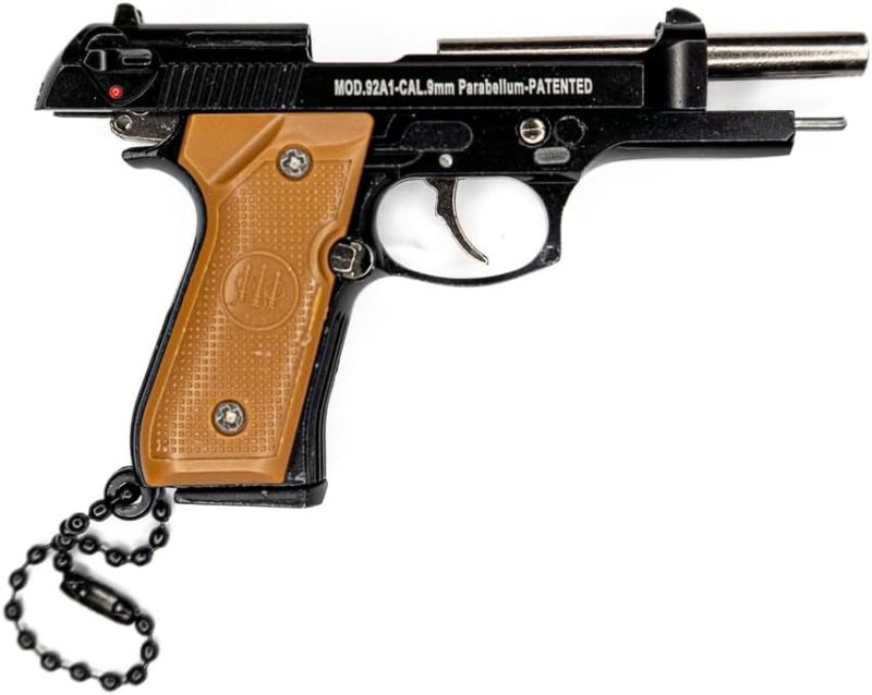 Miniature M9 Pistol Keychain Accessory - Tactical Realistic Appearance Durable Metal Construction for Firearm Enthusiasts Collectors - Image 3
