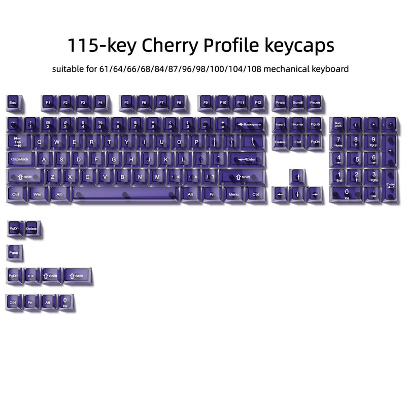 dagaladoo Purple Clear Keyboard keycaps,Transparent keycaps 60 75 100 Percent,Ceramic Jelly Key caps Set,Shine Through Key caps,Cherry Profile Key Caps for Mx Switches Mechanical Keyboard - Image 2