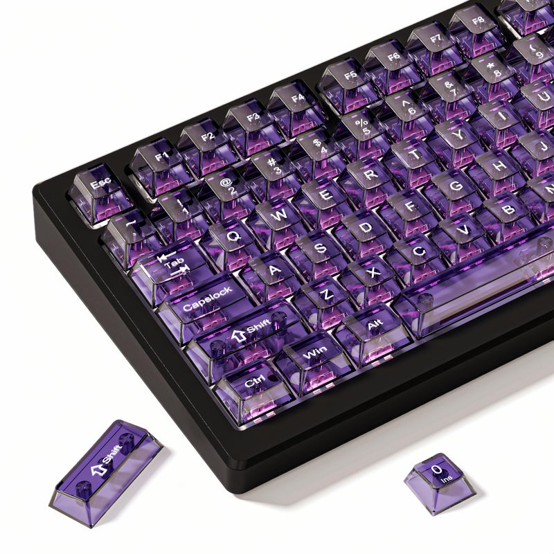 dagaladoo Purple Clear Keyboard keycaps,Transparent keycaps 60 75 100 Percent,Ceramic Jelly Key caps Set,Shine Through Key caps,Cherry Profile Key Caps for Mx Switches Mechanical Keyboard - Image 1
