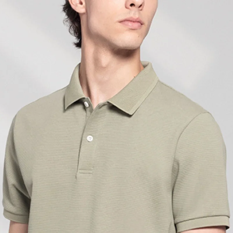 GIORDANO Men's Cotton Blend Waffle Knit Solid Polo