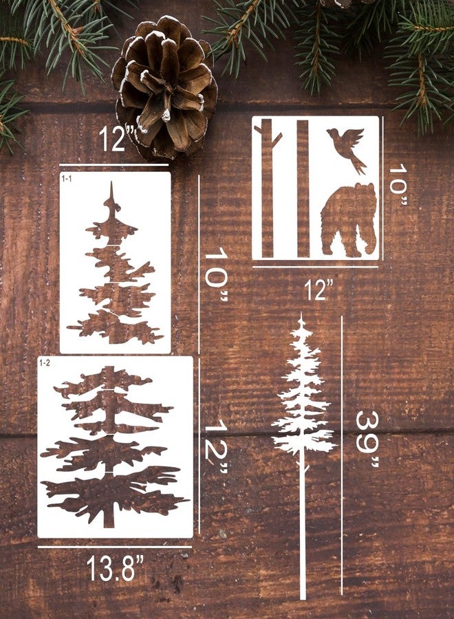 zosylley Large Pine Tree Stencils for Painting on Wood Fence 39” Giant Wall Stencils Skinny Tree Mural Draw Templates for Walls Window Furniture - Image 2