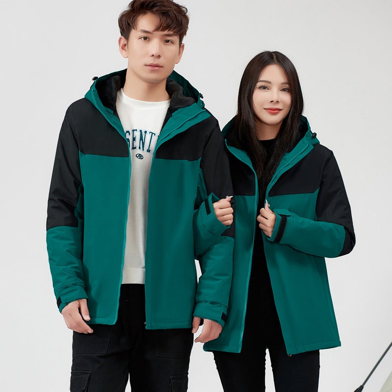 Charge Clothes Work Clothes Printing Logo Three-In-One Fleece-Lined Two-Piece Thin Waterproof Jacket Embroidery - Image 4