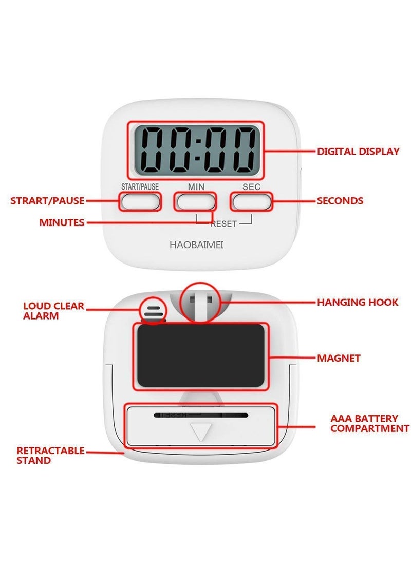 SGMSC SGMSC Digital Kitchen Timer Digital Kitchen Timer Magnetic Countdown Stopwatch Timer with Loud Alarm Back Stand Hanging Hole  - Image 3