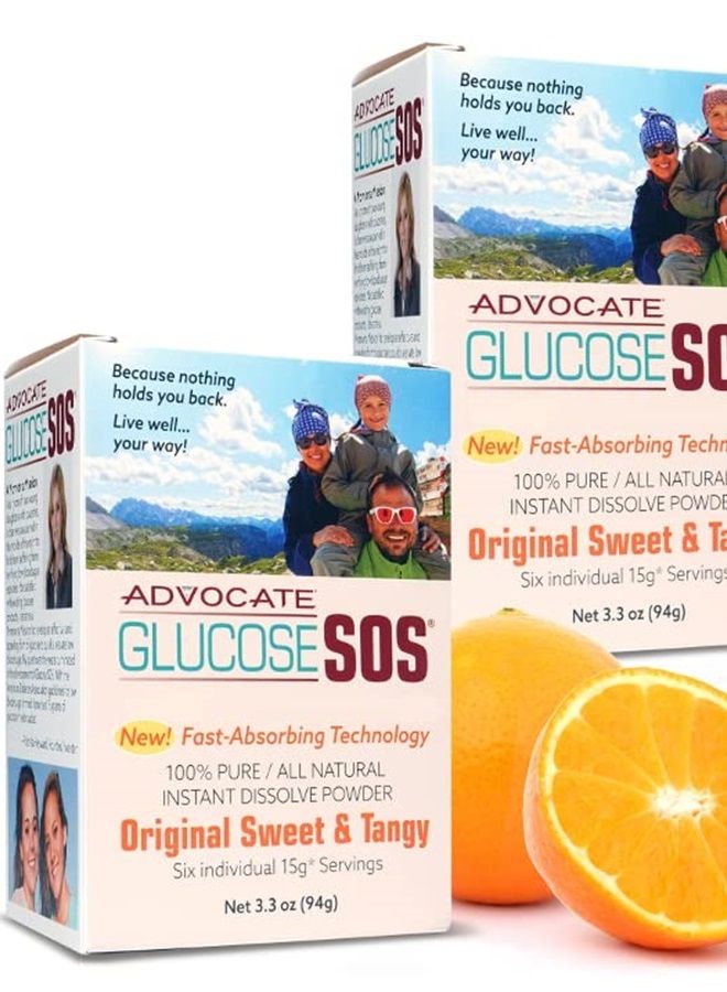 Glucose SOS مسحوق الجلوكوز - عبوات مسحوق طبيعي - سريع الامتصاص - يذوب على الفور - لا يحتاج إلى الماء - حلو وحامض - 12 عبوة - Image 1