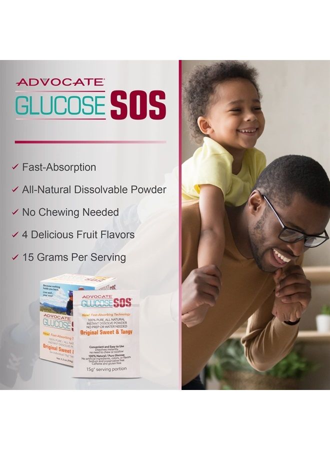 Glucose SOS مسحوق الجلوكوز - عبوات مسحوق طبيعي - سريع الامتصاص - يذوب على الفور - لا يحتاج إلى الماء - حلو وحامض - 12 عبوة - Image 2