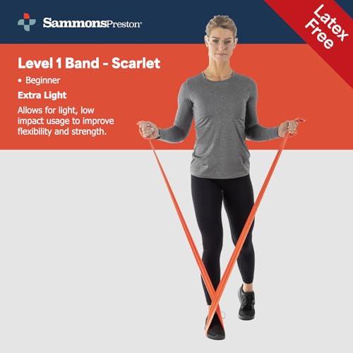 Sammons Preston 5pk Resistance Bands for Working Out, Non-Latex Exercise Bands, Resistance Bands for Physical Therapy, Improve Strength & Flexibility, Stretch & Tone Major Muscles - Image 2