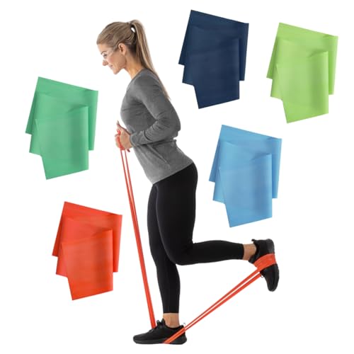 Sammons Preston 5pk Resistance Bands for Working Out, Non-Latex Exercise Bands, Resistance Bands for Physical Therapy, Improve Strength & Flexibility, Stretch & Tone Major Muscles - Image 1