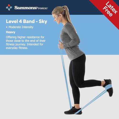 Sammons Preston 5pk Resistance Bands for Working Out, Non-Latex Exercise Bands, Resistance Bands for Physical Therapy, Improve Strength & Flexibility, Stretch & Tone Major Muscles - Image 5