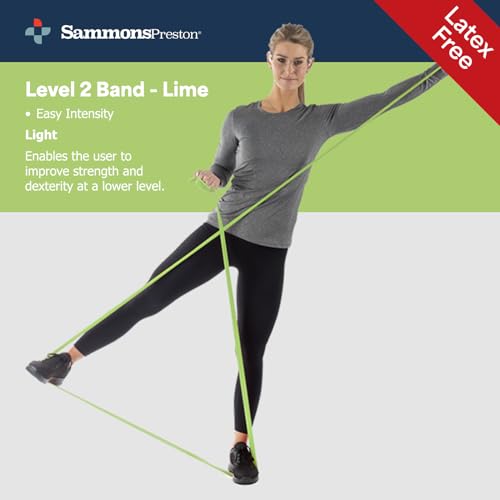 Sammons Preston 5pk Resistance Bands for Working Out, Non-Latex Exercise Bands, Resistance Bands for Physical Therapy, Improve Strength & Flexibility, Stretch & Tone Major Muscles - Image 3