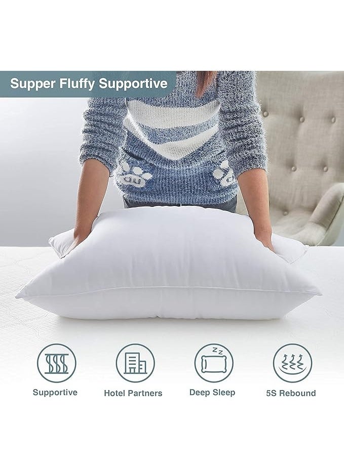 Microfiber Filled Bed Pillow Set with Natural Pillowcase, Soft Supportive Pillows for Side and Back Sleep, Skin-Friendly, Comfortable and Durable, 2 Pieces - Image 4
