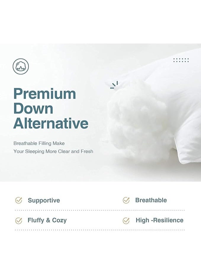 Microfiber Filled Bed Pillow Set with Natural Pillowcase, Soft Supportive Pillows for Side and Back Sleep, Skin-Friendly, Comfortable and Durable, 2 Pieces - Image 2