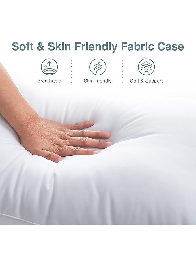 Microfiber Filled Bed Pillow Set with Natural Pillowcase, Soft Supportive Pillows for Side and Back Sleep, Skin-Friendly, Comfortable and Durable, 2 Pieces - Image 5