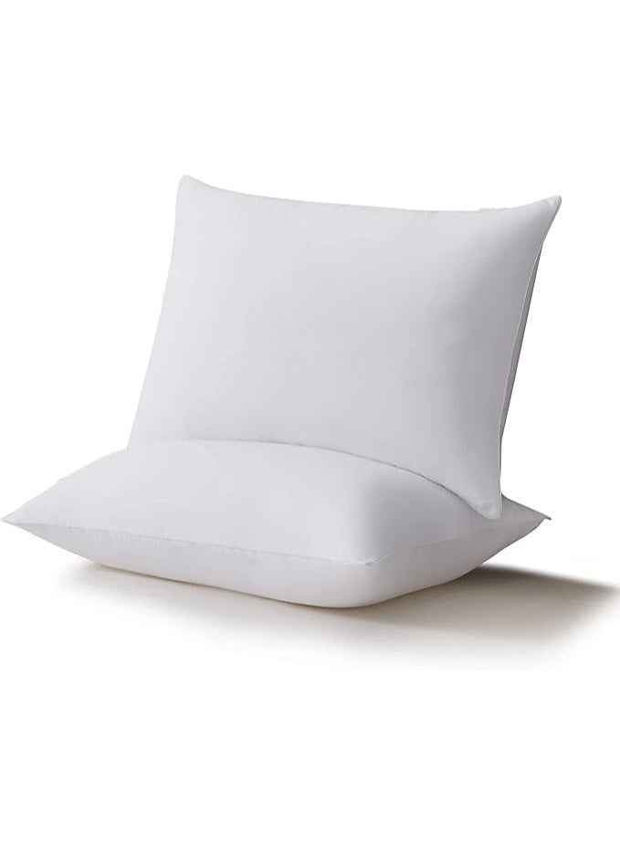 Microfiber Filled Bed Pillow Set with Natural Pillowcase, Soft Supportive Pillows for Side and Back Sleep, Skin-Friendly, Comfortable and Durable, 2 Pieces - Image 1