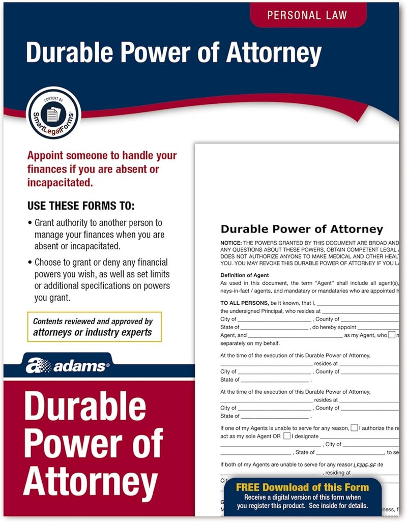 ADAMS Durable Power of Attorney, Forms and Instructions (LF205), White - Image 1