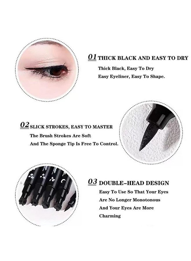 QUEMISS 2-in-1 Stamp Eyeliner Pen 4 PCS Waterproof Eyeliner, Smudge-Proof Winged Liner Stamps for Beginners, Quick & Precise Cat Eye Makeup Suitable for the Pursuit of Delicate of Women - Image 2