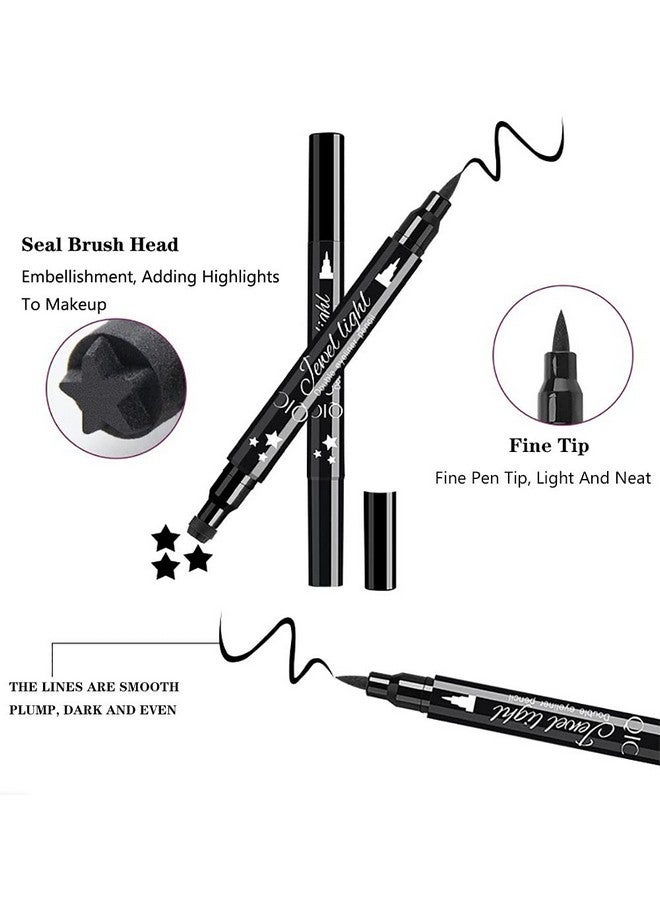 QUEMISS 2-in-1 Stamp Eyeliner Pen 4 PCS Waterproof Eyeliner, Smudge-Proof Winged Liner Stamps for Beginners, Quick & Precise Cat Eye Makeup Suitable for the Pursuit of Delicate of Women - Image 3
