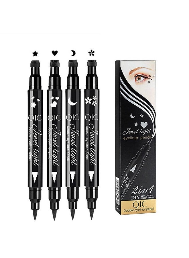 QUEMISS 2-in-1 Stamp Eyeliner Pen 4 PCS Waterproof Eyeliner, Smudge-Proof Winged Liner Stamps for Beginners, Quick & Precise Cat Eye Makeup Suitable for the Pursuit of Delicate of Women - Image 1