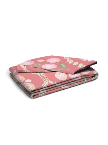 LOOMLYFE 300 TC Microfiber XXL Soft Cotton Super King Size Bedsheet for Double Bed, King Size 108 Inches X 108 Inches, 9 Feet, 275 X 275 cm with 2 Large Size Pillow Covers - PinkJaipuriBlock - Image 3