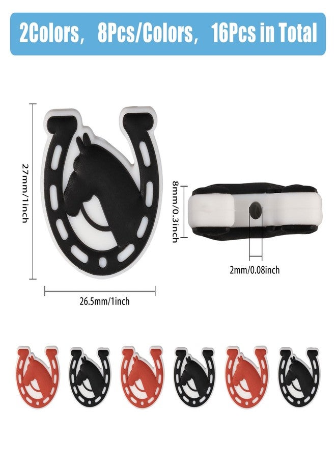 CHGCRAFT 16Pcs 2Colors Horseshoe Silicone Beads Horse Silicone Loose Spacer Beads for DIY Necklace Bracelet Earrings Keychain Crafts Jewelry Making - Image 2