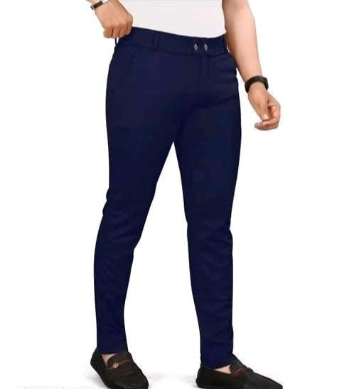 HARSHAD KUMAR & CO. Men's Solid Lycra Slim Fit Stretchable Casual Wear Comfortable Formal Trousers Pants (36, Navy Blue) - Image 2