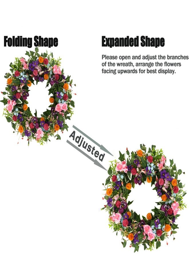 WreathDream أكاليل الربيع الاصطناعية من WreathDream للباب الأمامي مع زهور، مناسبة للاستخدام الداخلي والخارجي، وللمنازل الريفية، والشرفات، والجدران، والنوافذ، وديكورات حفلات الزفاف والمهرجانات. - Image 5