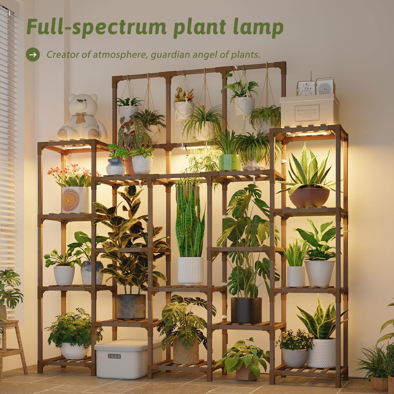 GENTINGBRO Plant Stand Indoor with Grow Light 14 tiers Large Plant Shelf for Indoor Plants Display Heavy Duty Plant Rack for Living Room Patio Decor - Image 2
