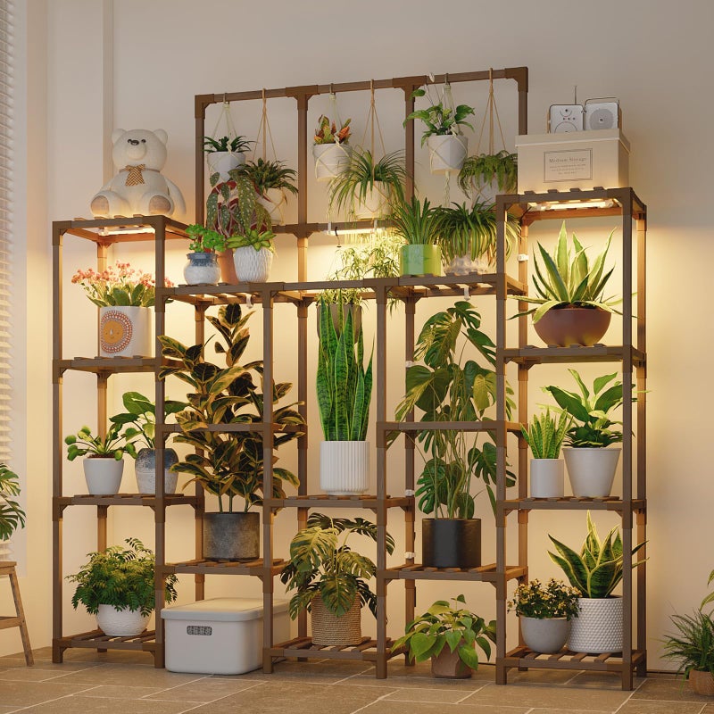 GENTINGBRO Plant Stand Indoor with Grow Light 14 tiers Large Plant Shelf for Indoor Plants Display Heavy Duty Plant Rack for Living Room Patio Decor - Image 1