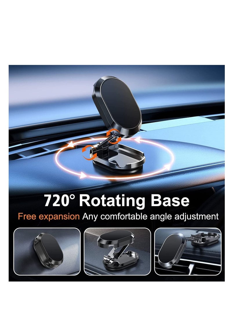 Captaintech Folding Magnetic Phone Holder,【Super Magnet】【with 2 Metal Plates】 Car Magnetic Phone Holder,【360° Rotation】 Universal Dashboard Car Holder fit for iPhone,Samsung and Other Phones (Silver) - Image 1