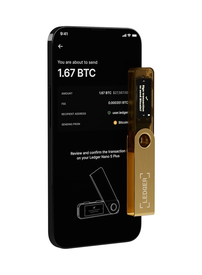 Ledger Nano S Plus Hardware Wallet | Safest Crypto & NFT Cold Storage, OLED Screen, Type-C Connectivity, 5000+ Coins Supported, for Android, MacOS & Windows - Gold - Image 3