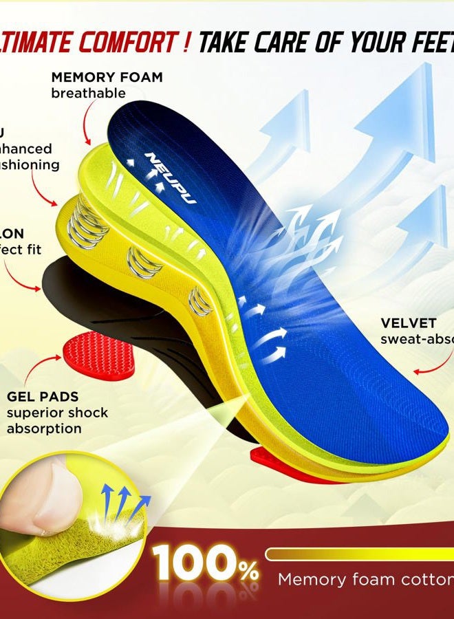 NEUPU نعل لداء الفاسيتي Plantar Fasciitis 240+ رطل للرجال والنساء، نعل مريح من فوم الذاكرة 100% مع دعم قوس مرتفع لتخفيف الألم وامتصاص الصدمات - Image 3