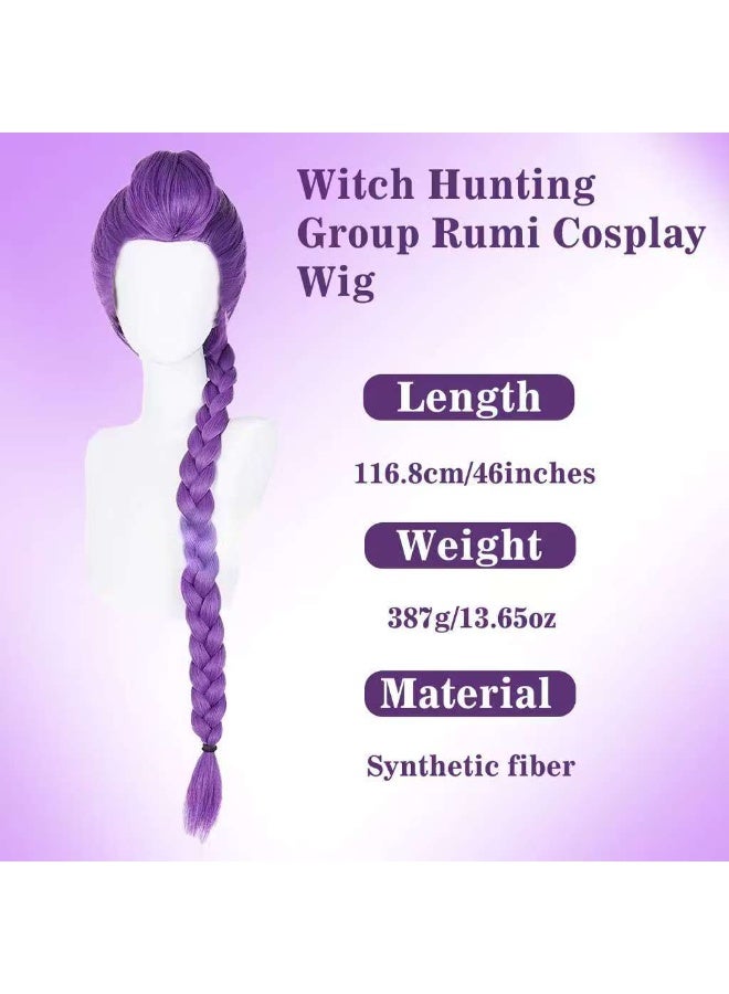 Anime KPop Demon Hunters Lumi Cosplay Wig - Violet Long Braided Hair with Deep Side Part, Fantasy Witch Hunter Girl Hair - Image 5