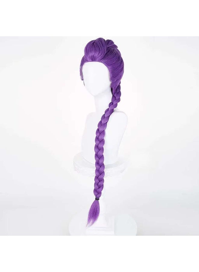 Anime KPop Demon Hunters Lumi Cosplay Wig - Violet Long Braided Hair with Deep Side Part, Fantasy Witch Hunter Girl Hair - Image 3