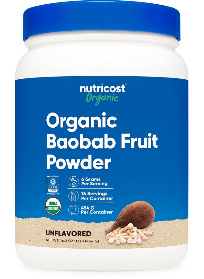 Nutricost مسحوق فاكهة باوباب العضوي من نوتريكوست بدون نكهة (1 رطل) - نباتي، خالي من الكائنات المعدلة وراثيًا، خالي من الغلوتين - Image 1