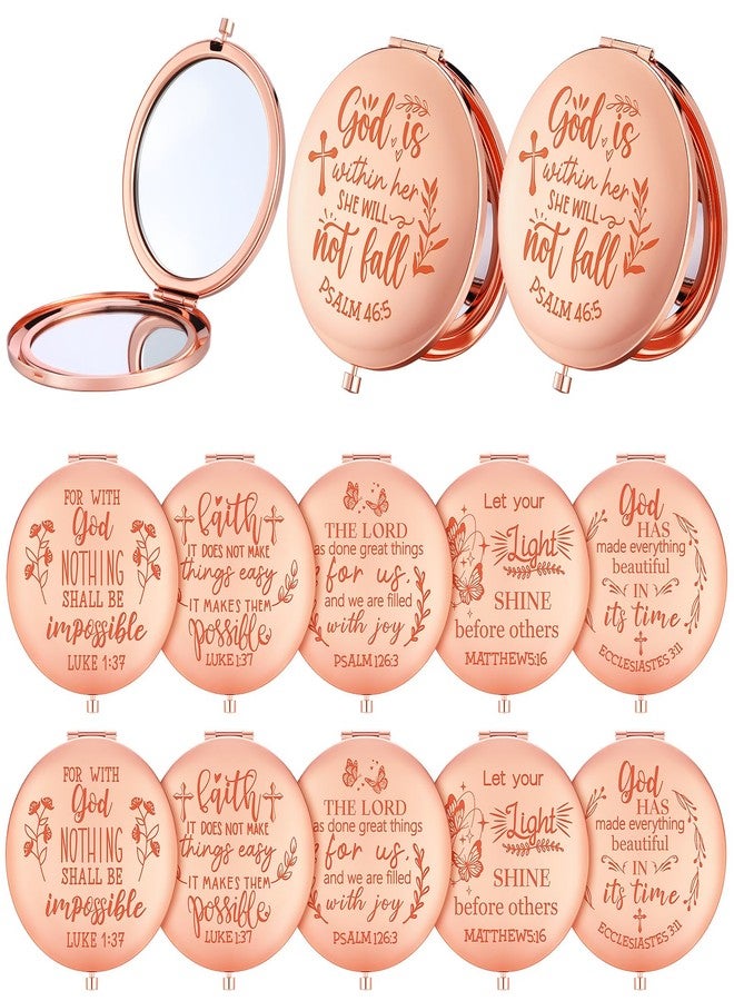 Huwena 12 Pcs Christmas Bible Verse Gifts for Women Christian Compact Mirrors Bulk Inspirational Religious Gift Christian Gifts for Coworkers Teacher Employees Travel Church Scripture Party Gift - Image 1