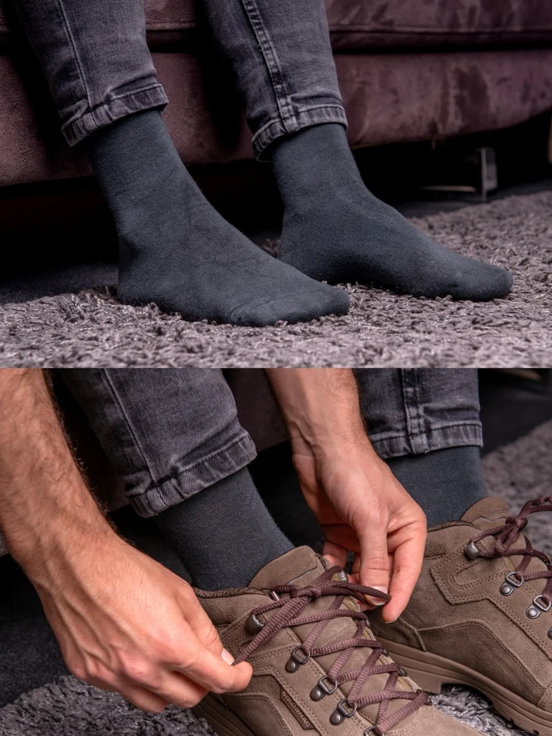 اورومي Men's 5-Piece Premium Bamboo Socks Seamless - Smoked