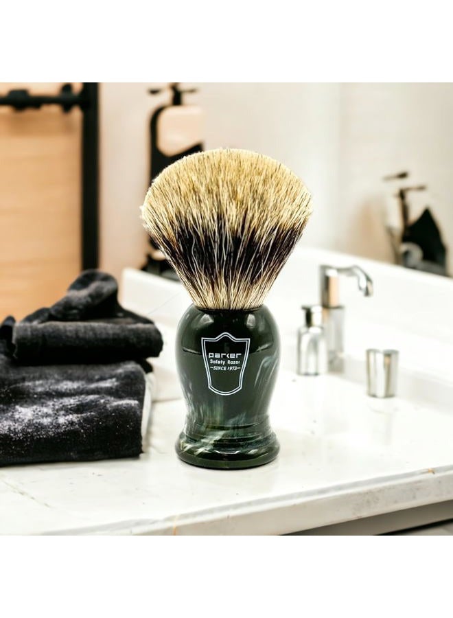Parker Safety Razor Parker King Size Pure Badger Bristle Shaving Brush – Brush Stand Included - Overszied 24mm 3-Band-Badger Brush Knot - Generates a Giant Lather - Image 5