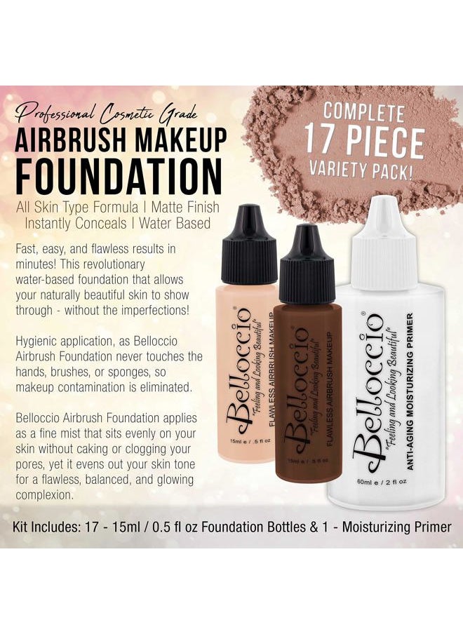 Belloccio Master Set Of All 17 Foundation Shades of Belloccio's Professional Cosmetic Airbrush Makeup, 1/2 oz. Bottles plus a 2 oz. Moisturizing Primer  - Image 2
