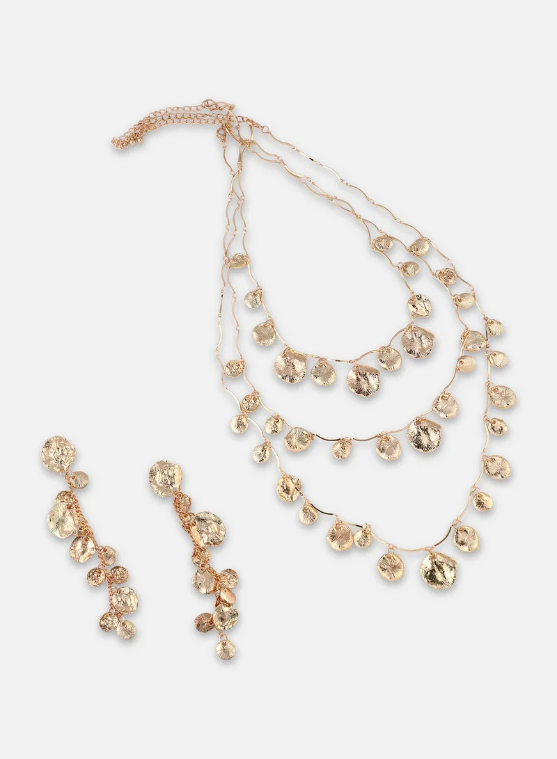 SOHI  Hammered Leaf Necklace Earrings for Women | Best Price UAE