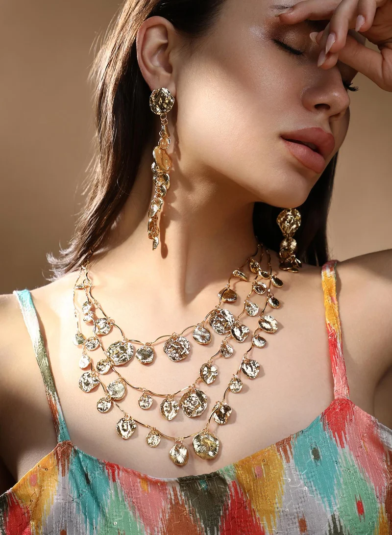 SOHI  Hammered Leaf Necklace Earrings for Women | Best Price UAE