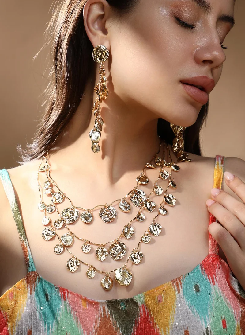 SOHI  Hammered Leaf Necklace Earrings for Women | Best Price UAE