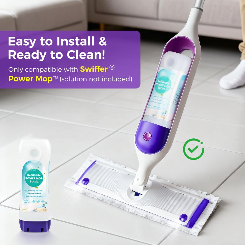 Fenkabs Refillable Bottle for SwifferÂ® Power Mopâ„¢ - 24 FL.OZ Reusable HDPE Container with 6 Leak-Proof Seal & 1 Funnel, Easy Install for Use with Any Cleaning Solution - Image 2