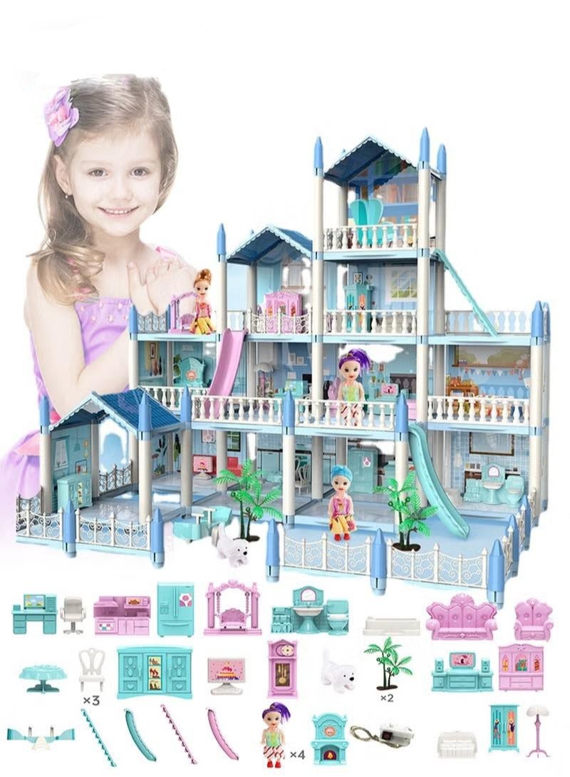 XiuWoo DollHouse Toys,Large Size Castle Doll House with Decorations,Accessories and Furniture,DIY Construction Building Blocks Toys,Gifts for Kids - Image 1