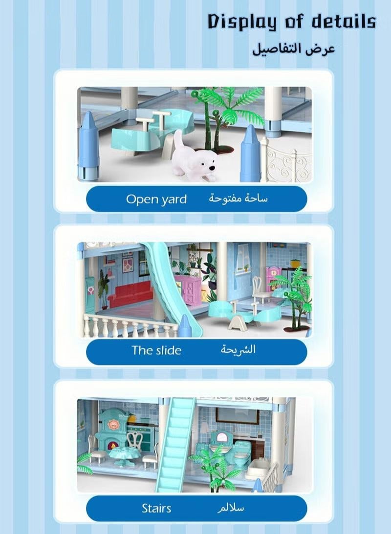 XiuWoo DollHouse Toys,Large Size Castle Doll House with Decorations,Accessories and Furniture,DIY Construction Building Blocks Toys,Gifts for Kids - Image 4