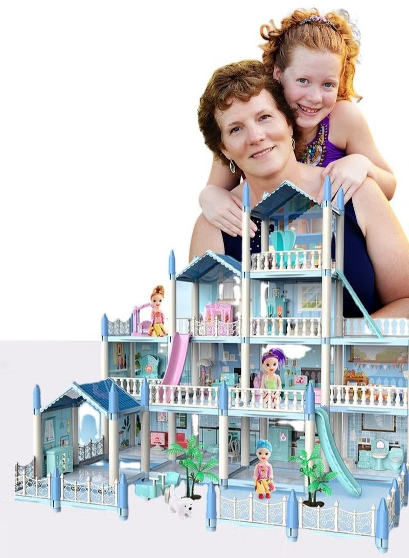 XiuWoo DollHouse Toys,Large Size Castle Doll House with Decorations,Accessories and Furniture,DIY Construction Building Blocks Toys,Gifts for Kids - Image 5