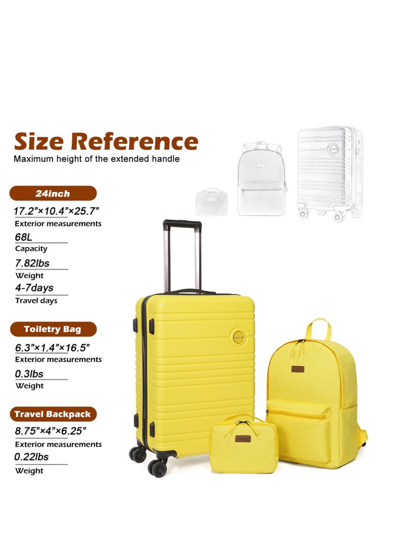 Aklsvion Luggage Set 3-Piece 24-Inch Spinner Suitcase, Backpack & Toiletry Bag - Durable Travel Set with Built-In TSA Lock, 360-Degree Spinner Wheels, and Smooth Zippers - Image 4