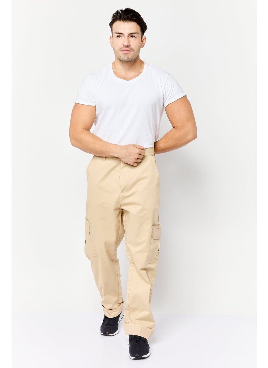 ESPRIT Men Regular Fit Solid Cargo Pant, Khaki  - Image 2