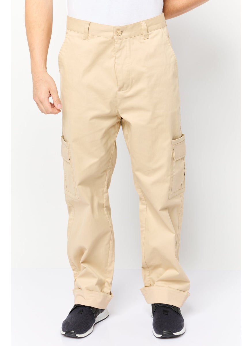 ESPRIT Men Regular Fit Solid Cargo Pant, Khaki  - Image 1