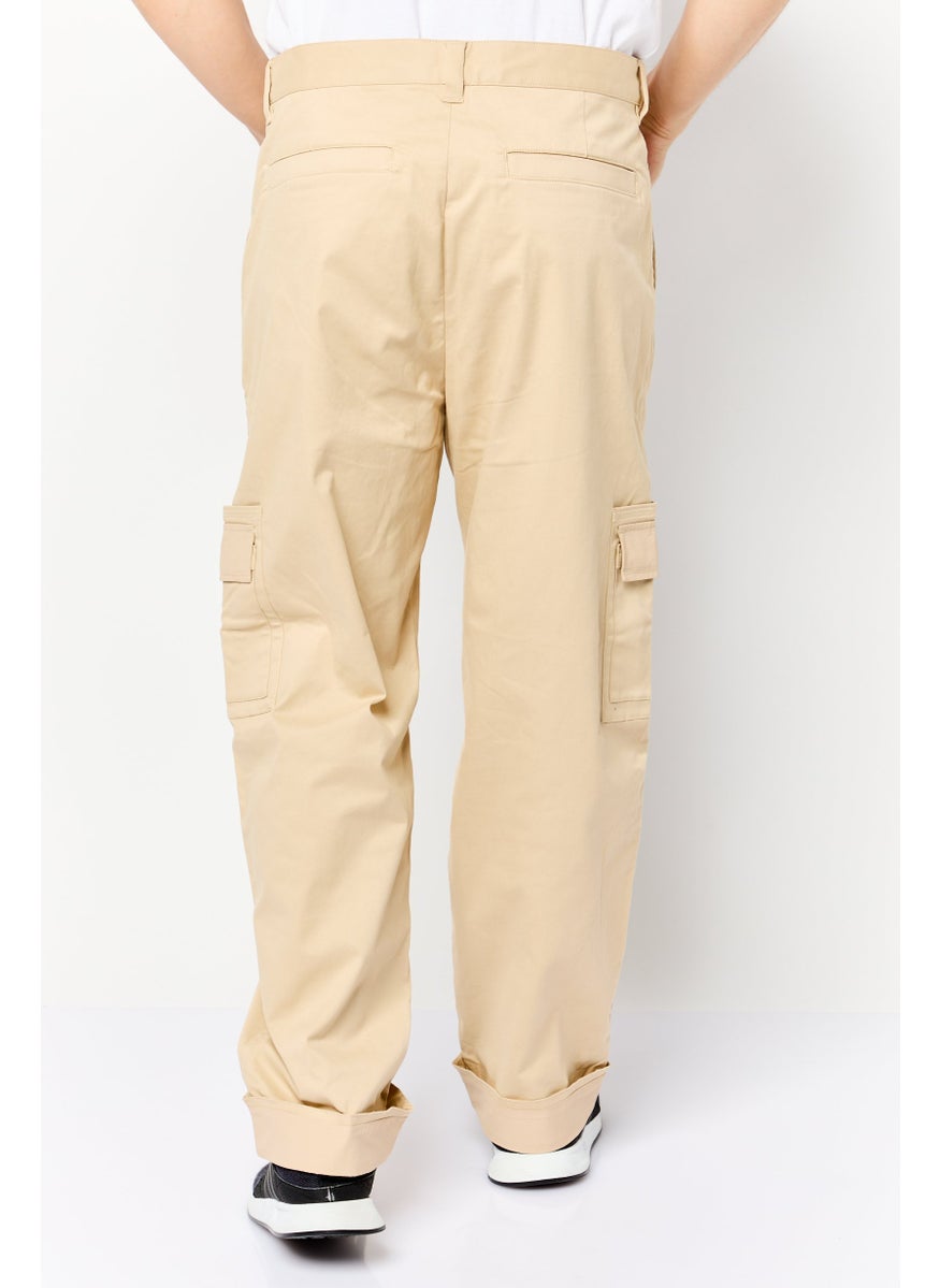 ESPRIT Men Regular Fit Solid Cargo Pant, Khaki  - Image 4